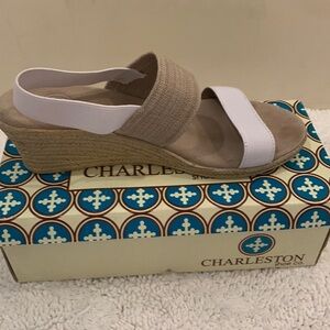 Charleston shoe co - Cooper sandals in white and tan size 8